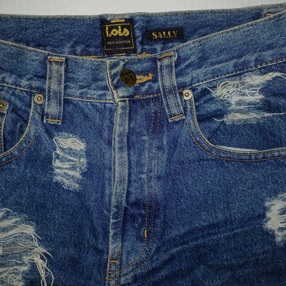 LOIS SALLY DISTRESSED JEANS - Picture 1 of 12